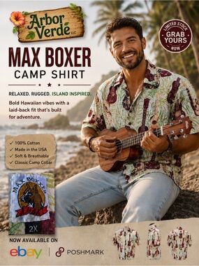 Max Boxer Men 2X Button Down Cotton Guitar Shirt 1 pocket